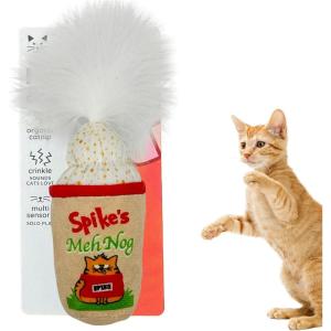 image:imageHuxley amp Kent Plush Cat Toy  Holiday Interactive Catnip Toy for Cats amp Kittens  Soft with Crinkle amp Catnip  Fun Indoor Play  Dilly ClausMeh Nog
