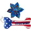 image:imageHuxley amp Kent 4th of July Dog Bundle  Small  Lil Firecracker Bone amp Firecracker Pinwheel  Plush Squeaky Crinkle Dog Toy amp Collar Accessory