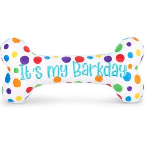 image:imageHuxley amp Kent Funny Dog Toy wSqueaker  Birthday Power Plush Squeaky Dog Toys for Small Medium amp Large Dogs  Soft Stuffed Animal for Indoor Play amp Fetch  Funfetti Cake SmallIts My Barkday Bone