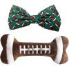 image:imageHuxley amp Kent Dog Bundle  Small Football Bone amp Small Football Bowtie  Plush Dog Toy and Hook amp Loop Collar Attachment
