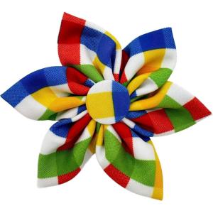 image:imageHuxley amp Kent Pet Pinwheel  Summertime Check Small  Spring Bow Collar Attachment  Fun Collar Accessory for Dogs amp Cats  Cute Comfortable and Durable  HampKSummertime Check Pinwheel Sall